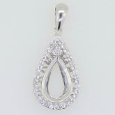 Sterling Silver Semi Mount Pendant Setting Pear PE 11X7mm White Topaz - Syzjewelry